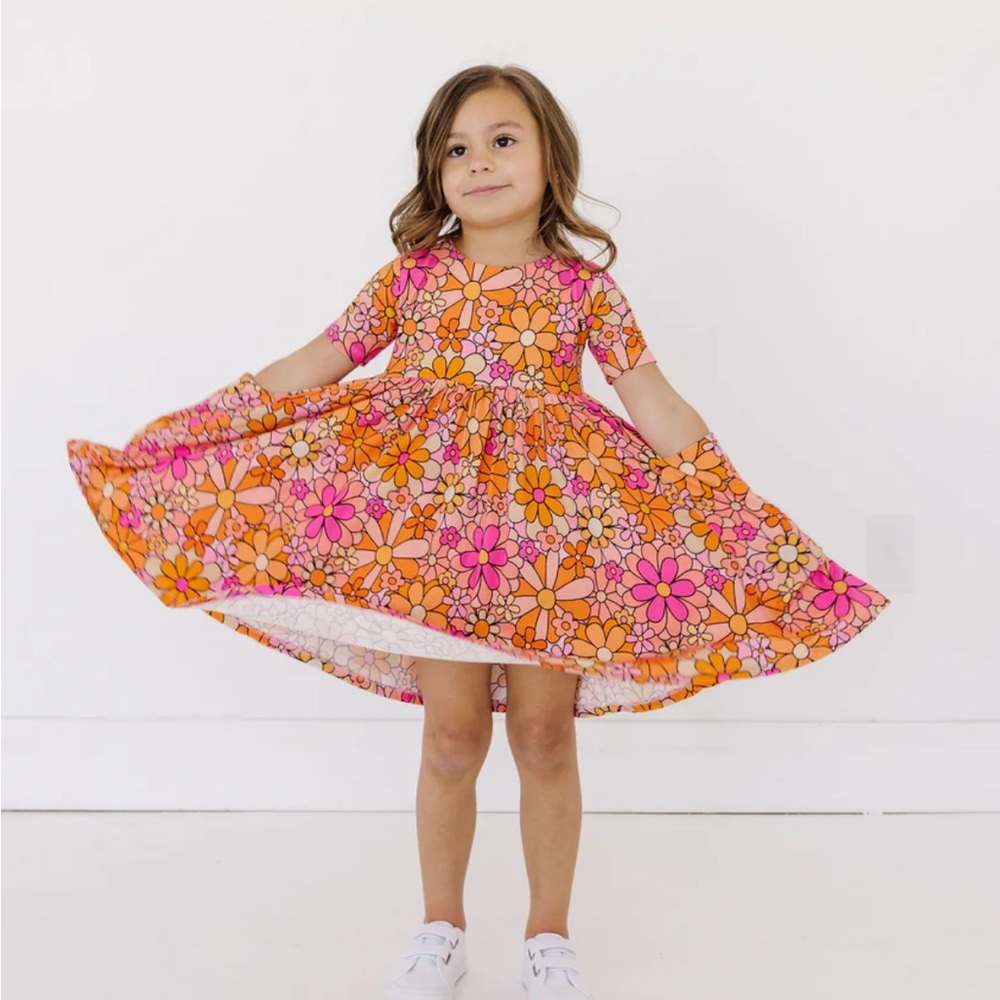 Remie Girl Day Dress - “Cutie” pink and orange floral sz4